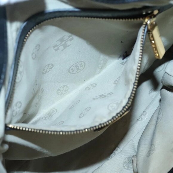 TORY BURCH Tote Bag Leather Black Gold Auth - Picture 13 of 16